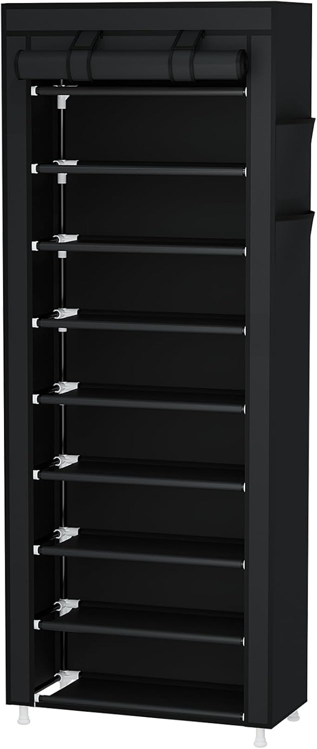 9-Tier Shoe Rack Organizer with Dust Cover – Portable Shoe Storage Shelf for Closet, Bedroom, Entryway, Hallway