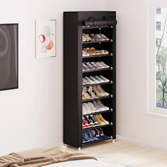 9-Tier Shoe Rack Organizer with Dust Cover – Portable Shoe Storage Shelf for Closet, Bedroom, Entryway, Hallway