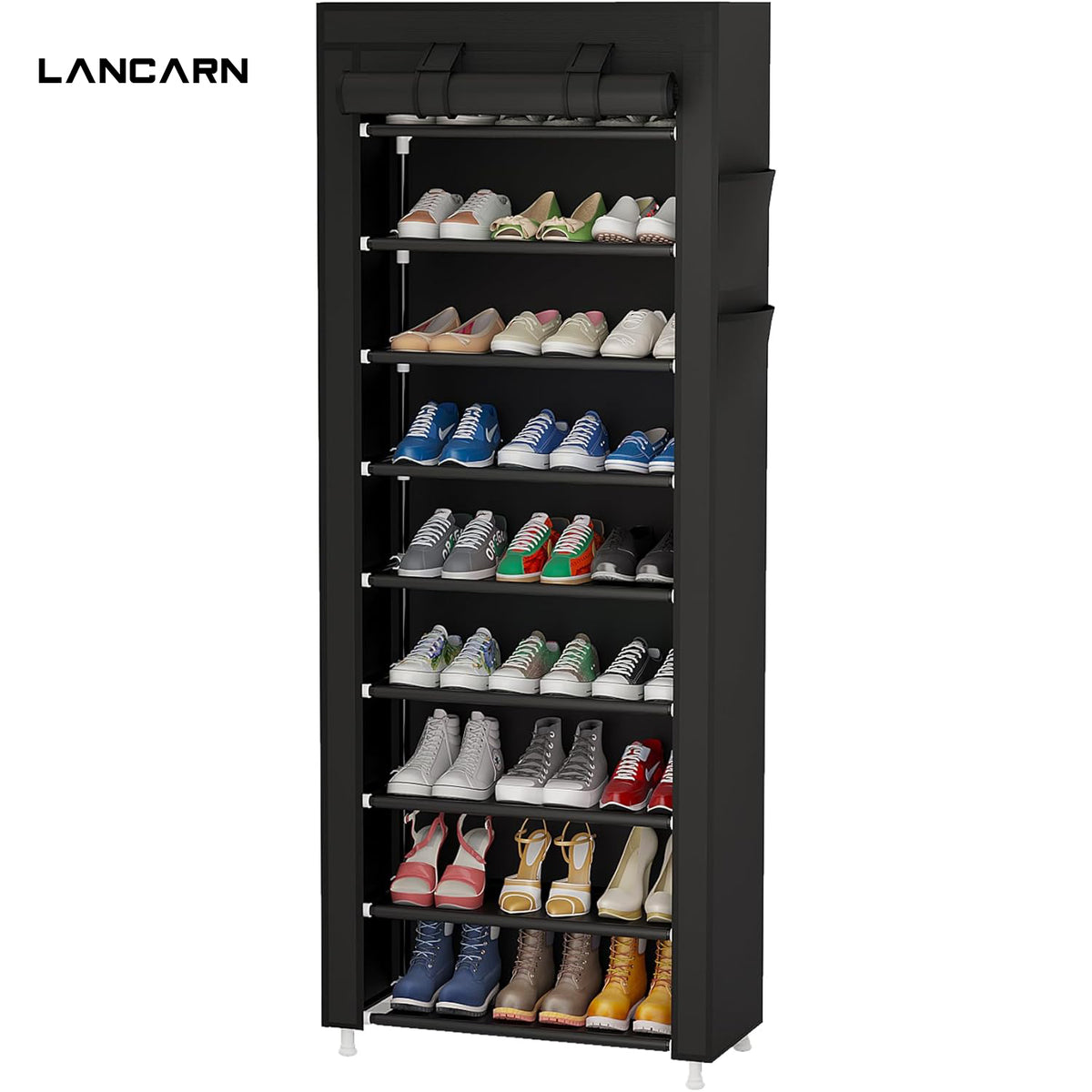9-Tier Shoe Rack Organizer with Dust Cover – Portable Shoe Storage Shelf for Closet, Bedroom, Entryway, Hallway